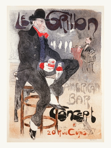 Affiche-publicitaire-Le-Grillon-American-Bar-J-M Levet